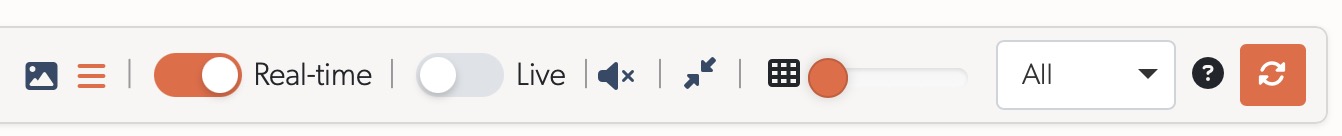Events view menu toolbar